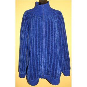 Draper's and Damon's 1x Full Zip Up Blue Chenille Sweater Cardigan